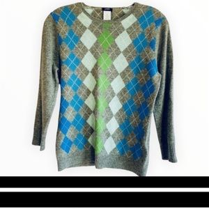 J.Crew Cashmere Argyle Women’s Sweater Sz M